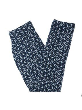 Lands' End Starfish Slim Leg Pants Navy Blue Paisley Print XS